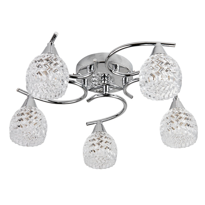 Burroughs 5 - Light Semi Flush Mount Ceiling Light Cut Glass for Low Ceilings, Chrome