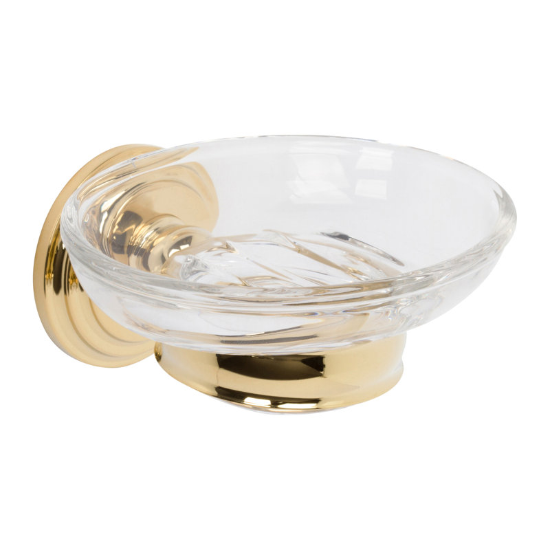 Chlesea Glass Soap Dish, Polished Brass