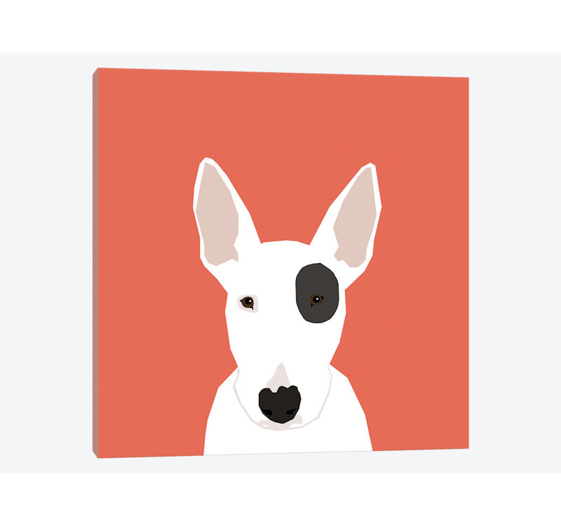 Bull terrier, impression sur toile tendue, H 37 po x l 37 po x P 1,5 po, Toile tendue, Pas de tapis
