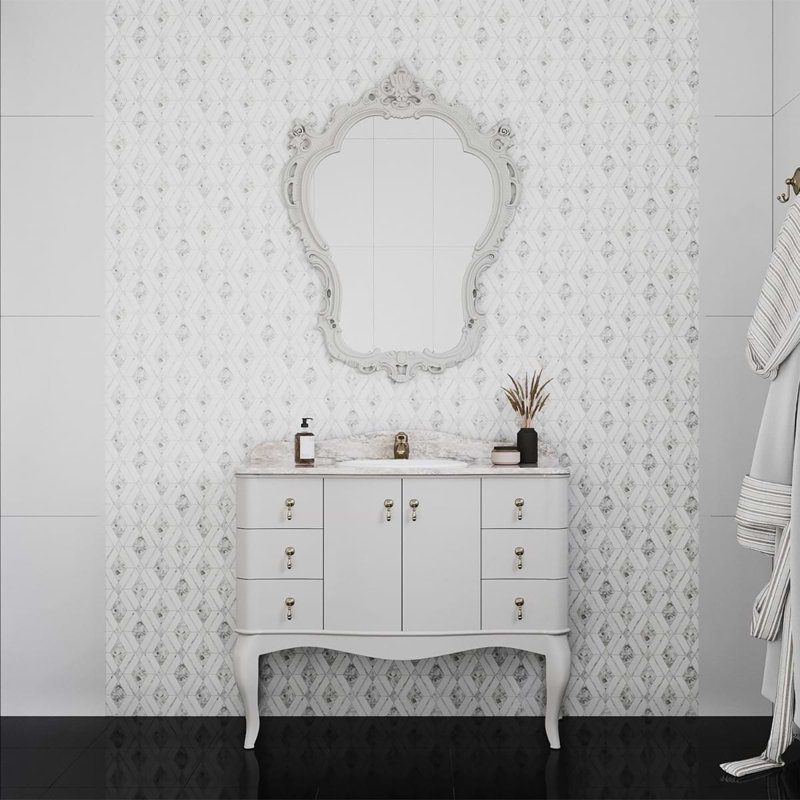 Diana 10x10 Diamond Polished Marble and Pearl Mosaic Tile, White