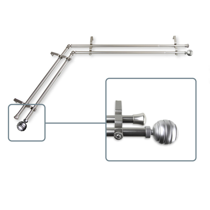 Tringle à rideaux double 0,81 po Pepin, L 120 po x l 70 po, Nickel satiné