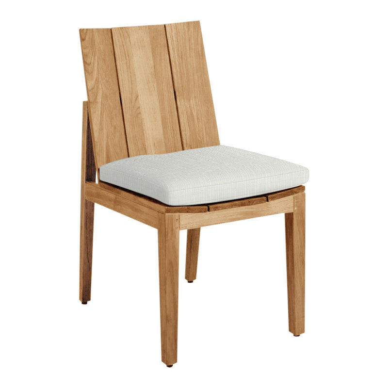 Chaise d'appoint d'extérieur en teck Ashland, Pas de soudure, Teck naturel, Sunbrella® argent Verona