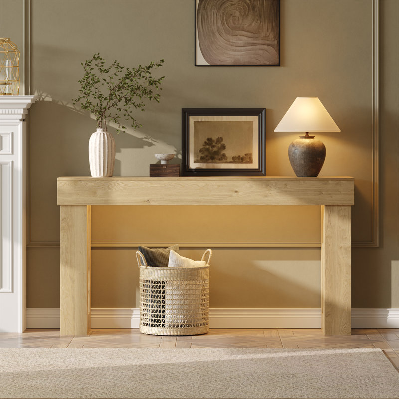 Table d'appoint 63 "pour couloir étroit avec finition aspect bois, Bois de chêne