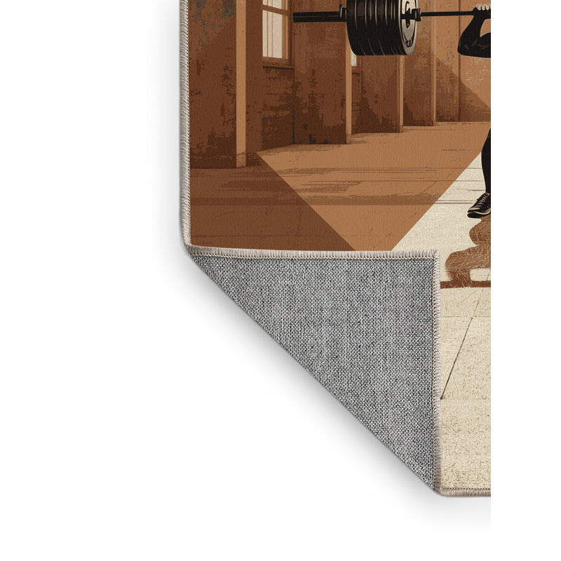 Machine Washable Marvale Para Powerlifting Industrial Rug in Brown – Beige Binding, 6x9
