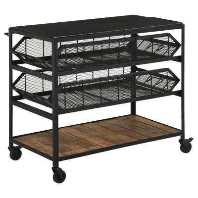 Accent Storage Cart With Casters Natural And Black by 17 Stories