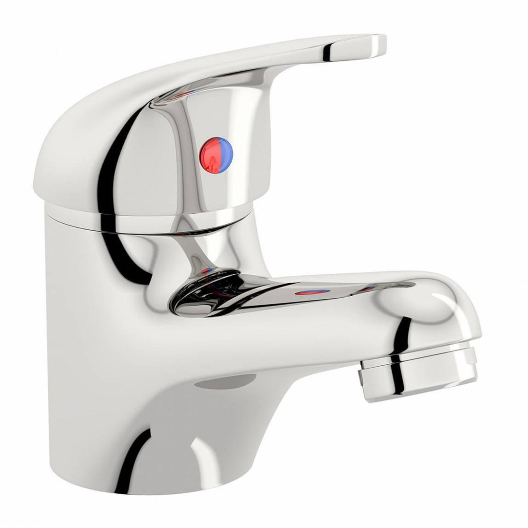VeeBath Minimalist White Floor Standing 400mm Cabinet & Basin + Basin Mixer