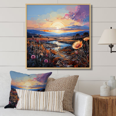 " Thistle Flower Field Sunset I "