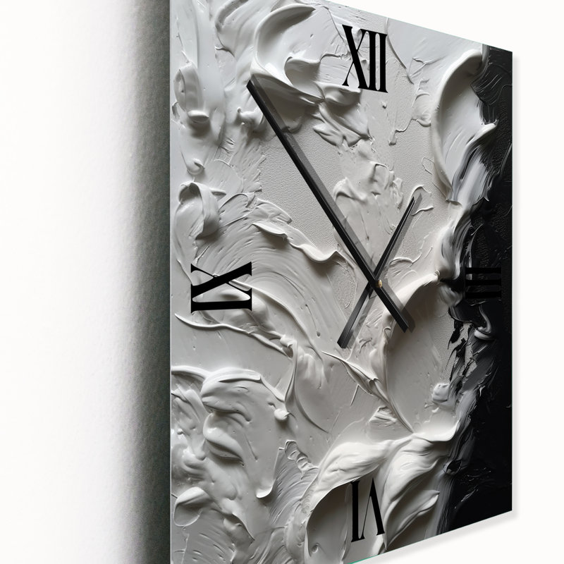 Janara - Horloge murale abstraite en marbre surdimensionnée, H 32 po x l 24 po x P 1 po