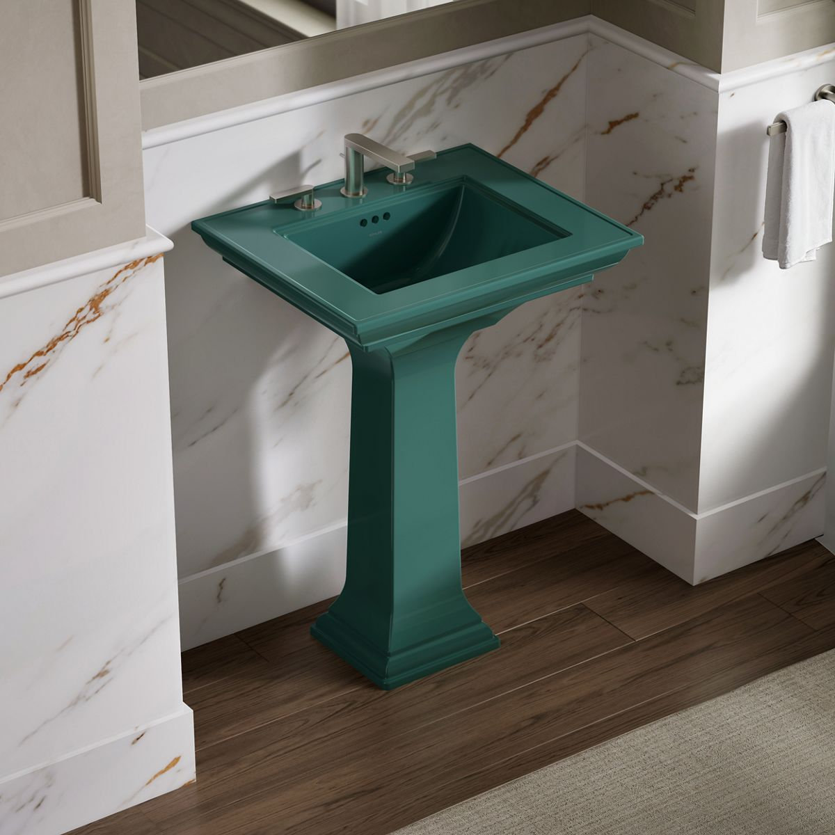 Memoirs Stately Pedestal Bathroom Sink, 8" Centers, 34.75" H x 20.5" W x 24.5" L, Teal