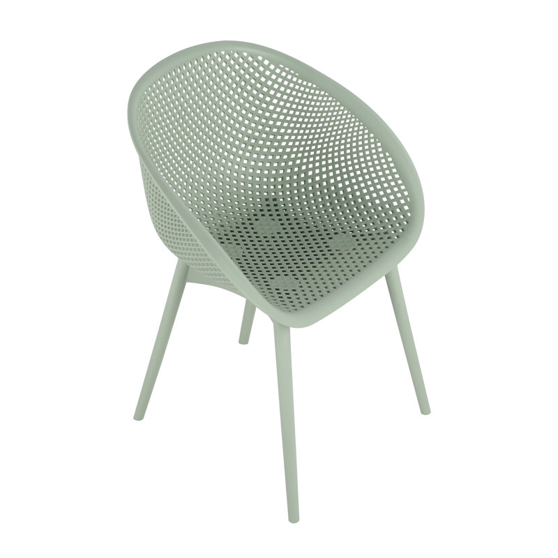 Chaises de loisirs modernes, chaises en plastique PP intérieur / extérieur toutes saisons (ensemble de 2), Vert