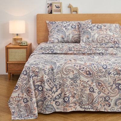 Gogreen 4PC Deep Pocket Full Sheet Set Fit 15", Breathable Microfiber Super Soft Full Size Sheet Set, Luxury Hotel Style Home Decor Full Bed Sheet Set, Gift for Women, Men - Paisley
