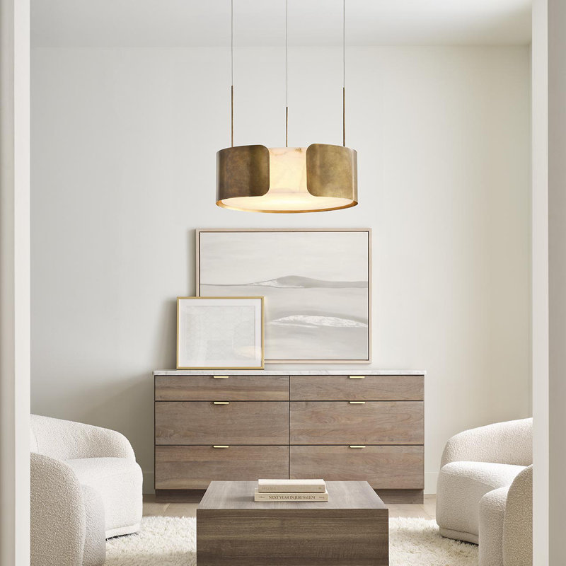 Anne-Marie Barton Armise 28" Drum Chandelier, Mottled Pewter