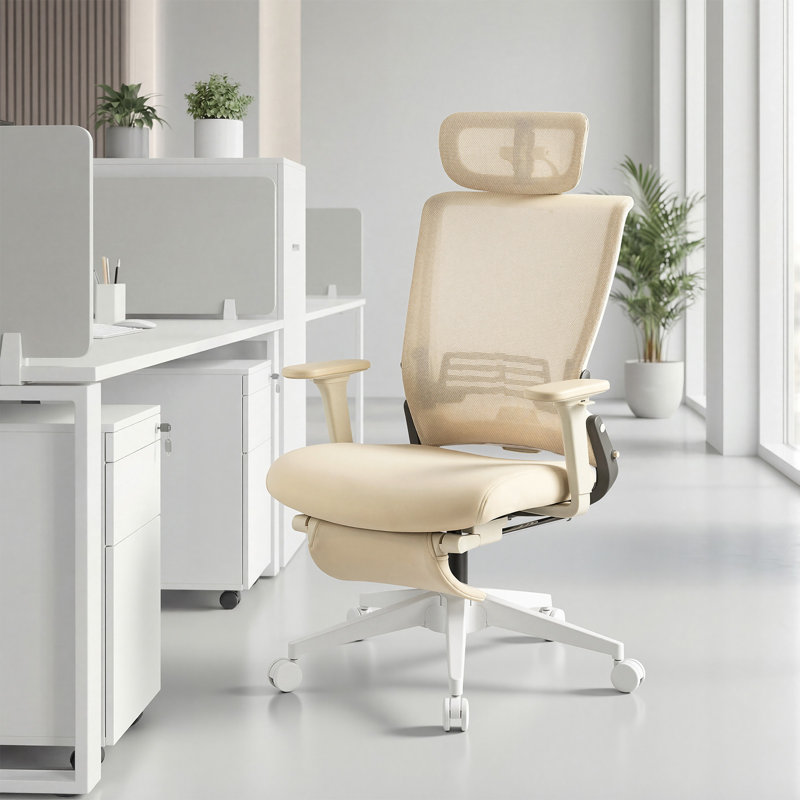 Chaise de bureau ergonomique en filet avec accoudoirs réglables et dossier pliable, chaise de bureau haut dossier à assemblage minimal