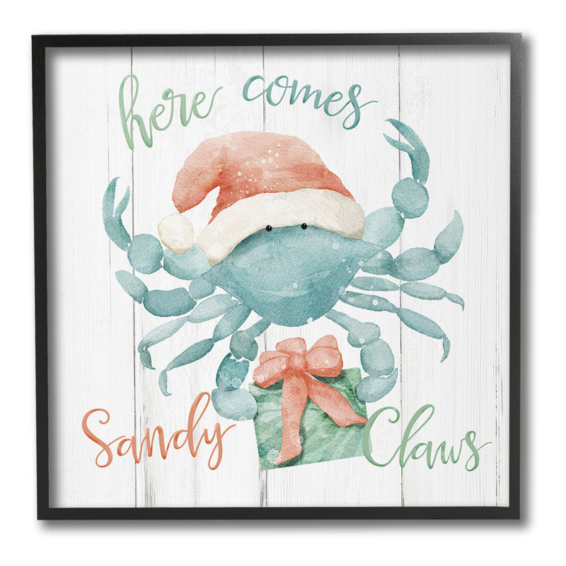 «Nautical Sandy Claws Crab», estampe numérique par Deane Beesley, Giclée encadrée noir minuit, H 24 po x l 24 po