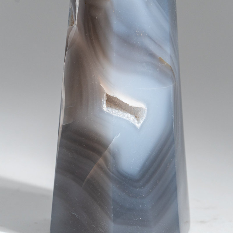 Genuine Polished Blue Agate Point from Madagascar (2.5 Lbs), Gray/Blue/Ivory, 8" H x 2.5" W x 2" D