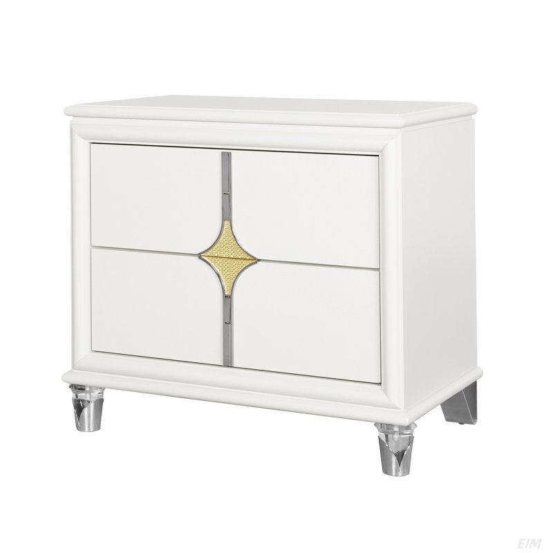 URIUNI GOLD NIGHTSTAND, TIROIRS ACCENTUSES D'OR