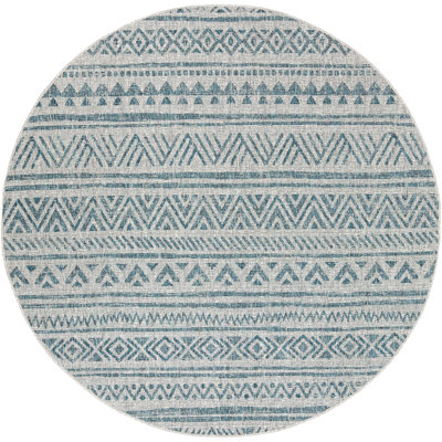 Tomas Southwestern Machine Woven Aqua/Gray Area Rug