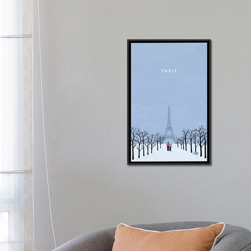 « paris », impression sur toile, H 26 po x l 18 po x P 1,5 po, Toile encadrée noire, Pas de tapis