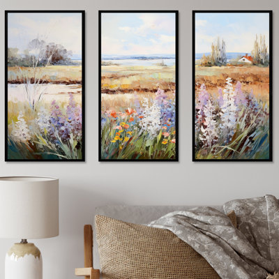 «Seasonal Flowers Farmhouse Charm» - ensemble d'art mural fleurs saisonnières