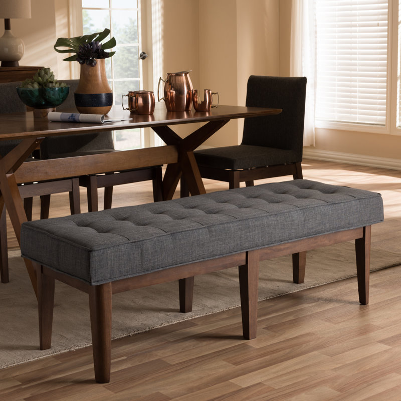Fielden Polyester Blend Upholstered Bench, Dark Gray
