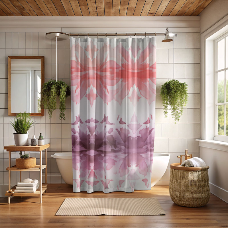 Rose chaud - Rideau de douche Premium, H 74 po x l 71 po