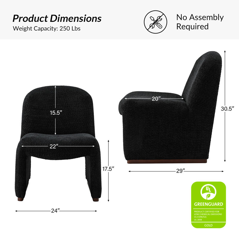 Bayro 24'' Wide Upholstered Side Chair, Black
