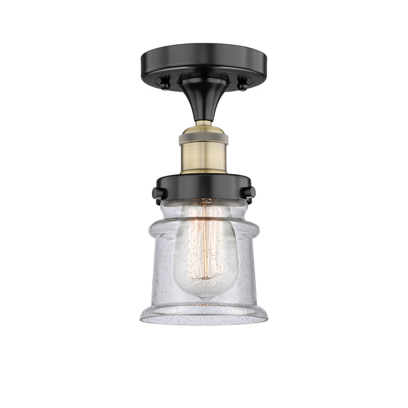 Alvi Glass Semi Flush Mount, Black Antique Brass