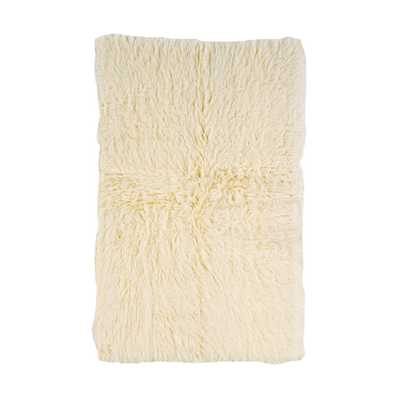 Aalish Premium Flokati Wool Shag Hand Loomed Ivory Rug, 7' x 10'