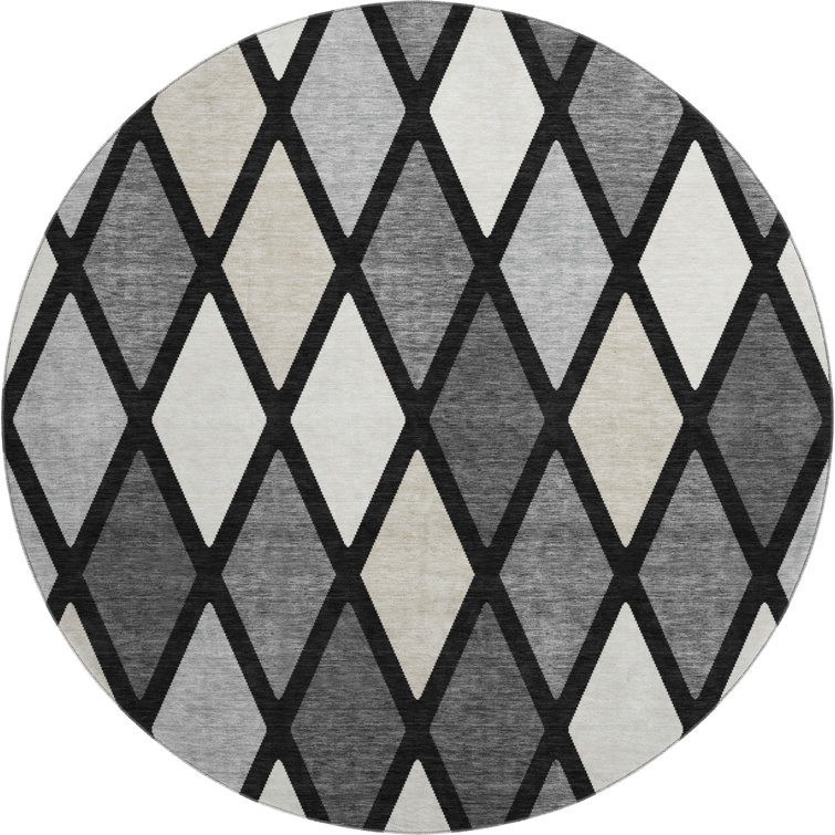 Premium Machine Washable Prisco Black Rug