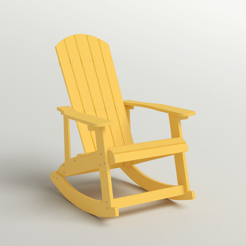 Baltazar Polyresin Wood Indoor/Outdoor Adirondack Rocking Chair, Yellow