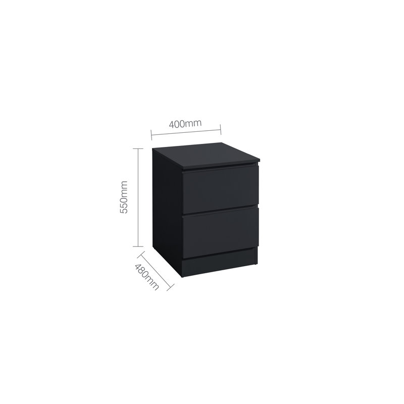 Marqita 2 Drawer Bedside Table, Black