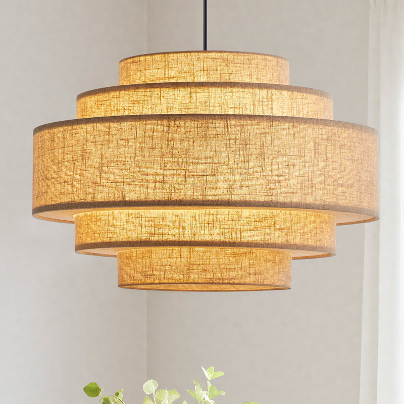 3-Light Dimmable Drum Chandelier with Adjustable Length
