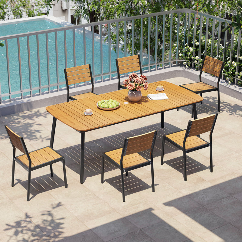 Ensemble de salle à manger rectangulaire en aluminium pour 6 personnes, Gris