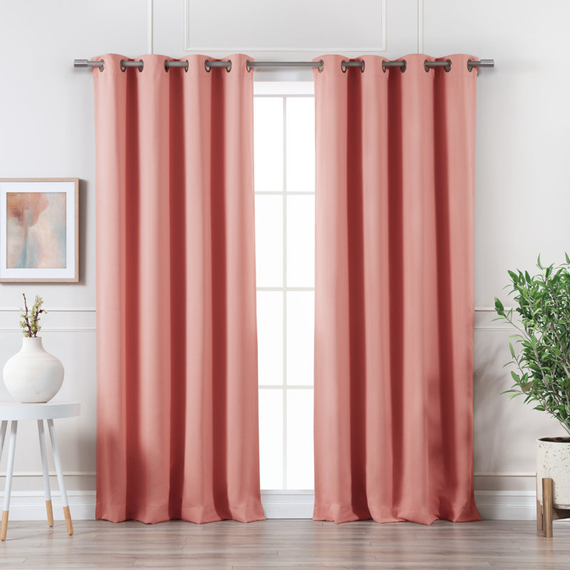 Adina Sevan Solid Thermal Grommet Curtain Panels, 52"W x 84"L, Coral
