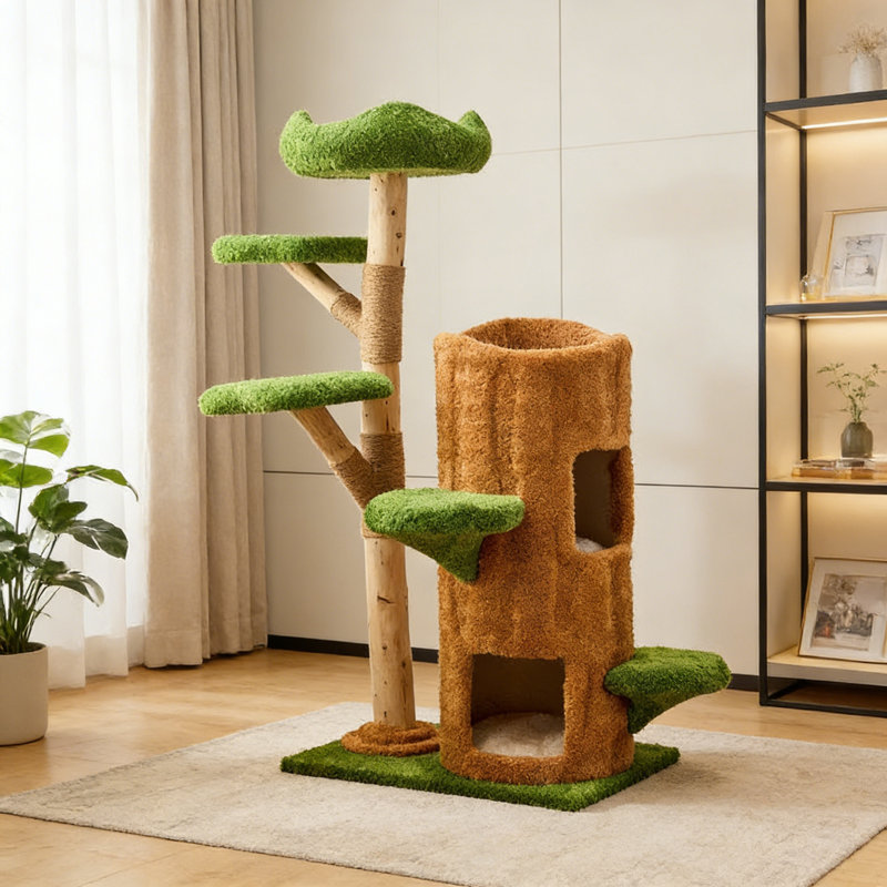 Arbre à chat ou condo Irmalinda, Vert / Burlywood / brun clair