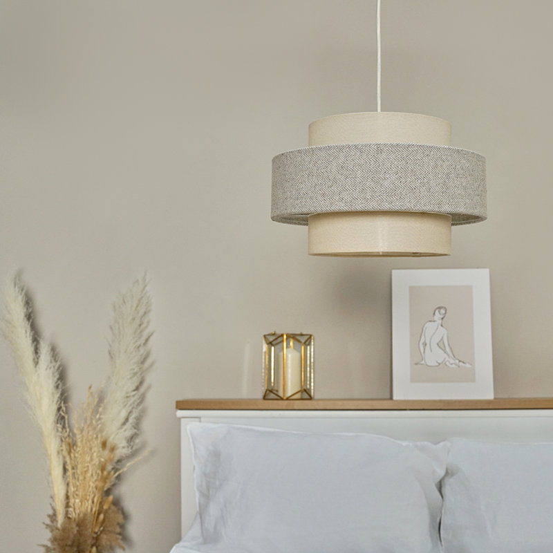 Kofel 2-Light Unique Tiered Lamp Shade, Cream, Cream