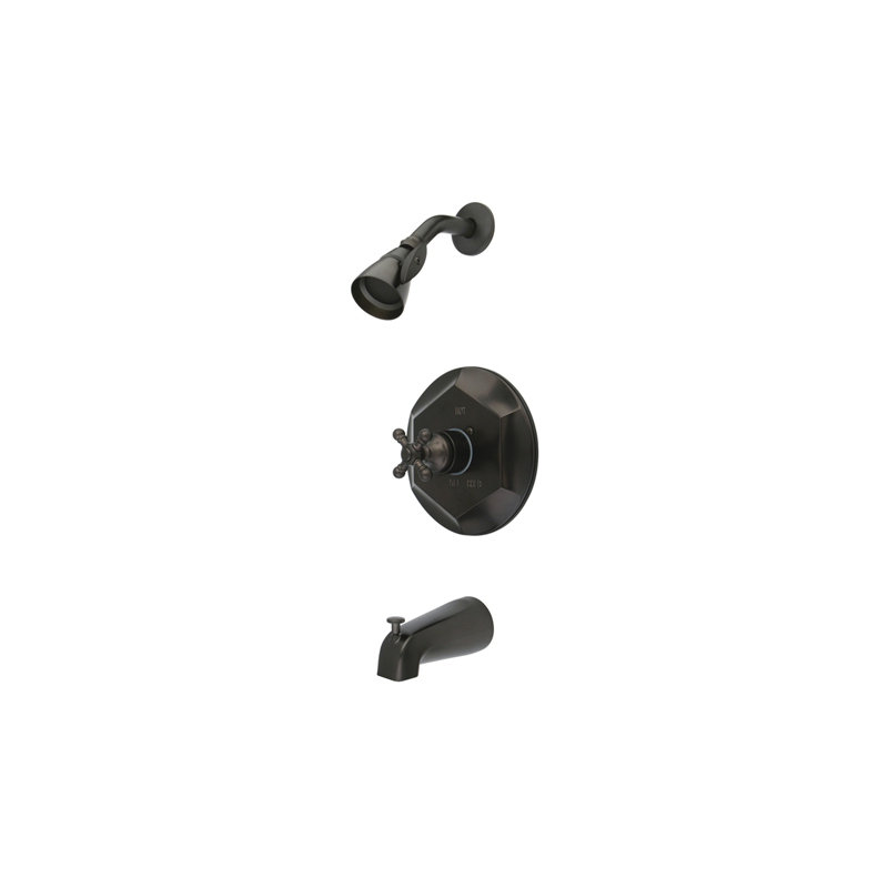 Volume Control Tub and Shower Faucet with Buckingham Cross Handles, Oil Rubbed Bronze