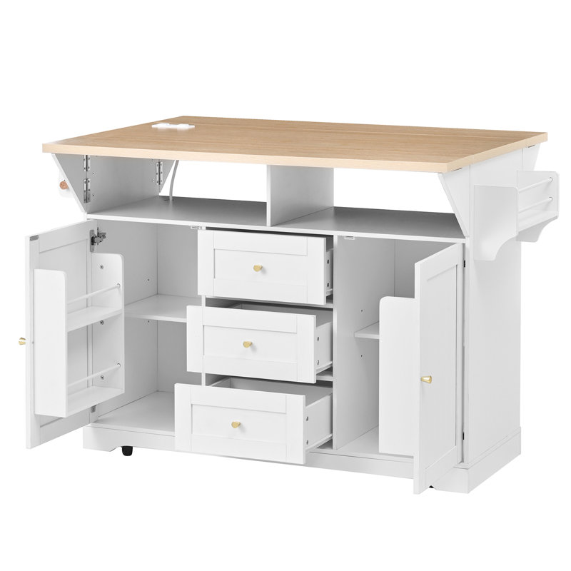 Large Kitchen Island With 2 Drop Leaf (Not Include Stools)