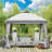 11 Ft. W x 11 Ft. D Iron Patio Gazebo with Solar LED Lights-110916859-110916856