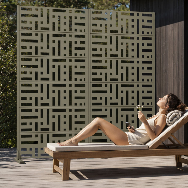Paravent en métal rectangulaire H 72 po x l 35 po Lennox, Gris olive