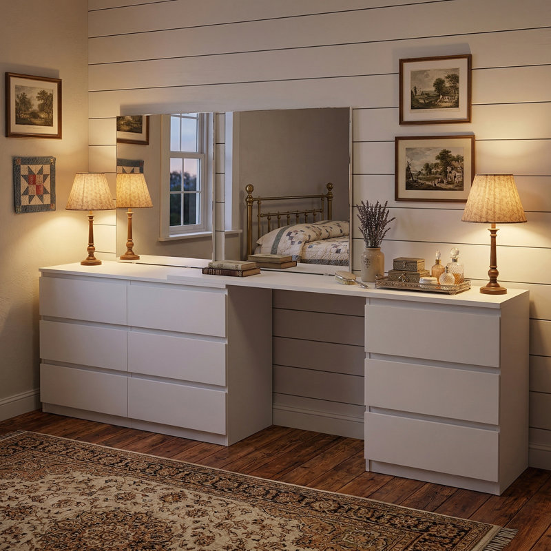 Bureau de coiffeuse avec 9 tiroirs Brance