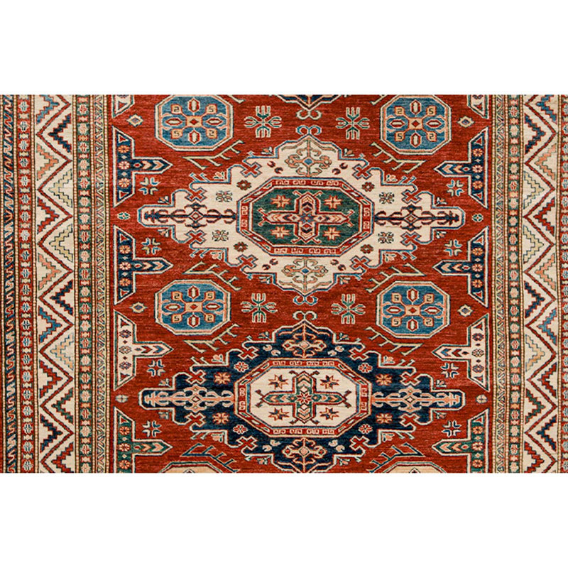 Tapis oriental en laine noué à la main en brun / rouge