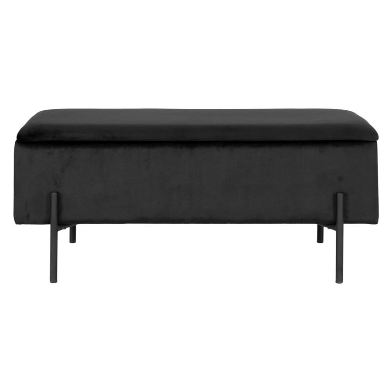 Larina Polyester Upholstered Storage Bench, Black
