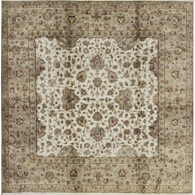 Tapis crème et ivoire noué à la main de haute qualité