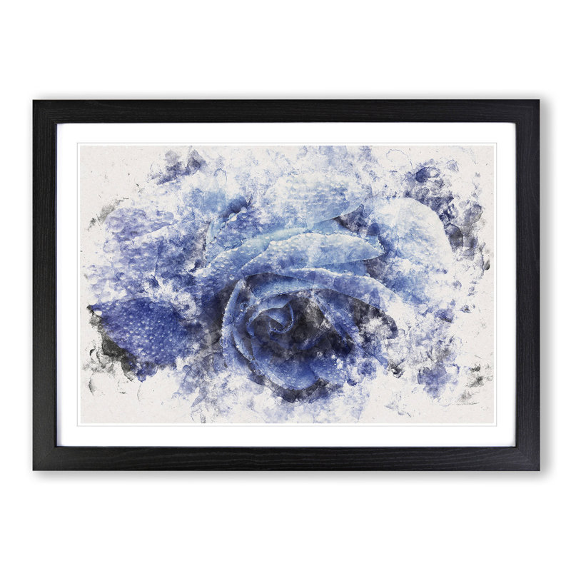 Blue Rose - Picture Frame Graphic Art Print, 36cm H x 48cm W x 2cm D, Black Framed