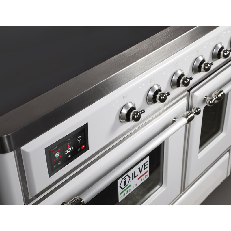 Majestic II 40" Freestanding Induction Range, White/Chrome