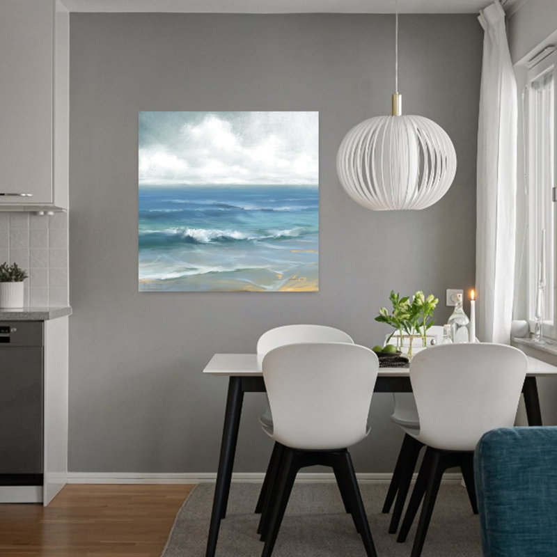 Art contemporain contemporain, paysage de plage abstrait, H 32 po x l 32 po