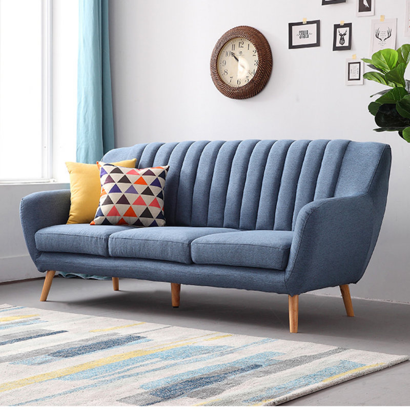 Light Luxury Simple Three-person Sofa, Blue