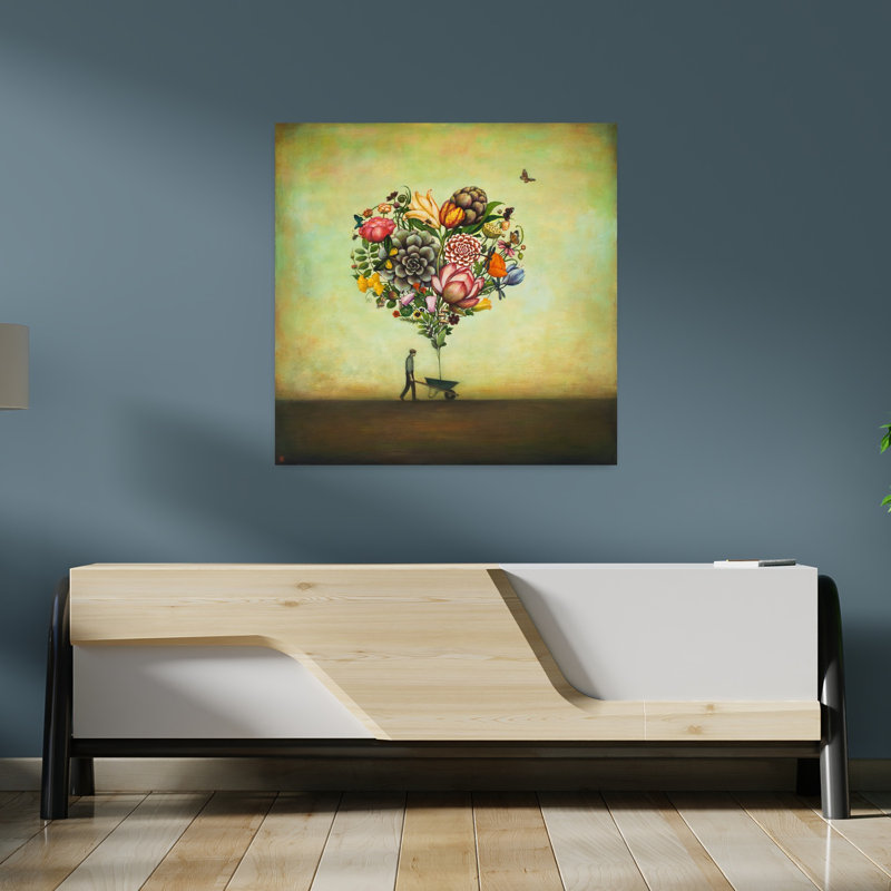 Art botanique urbain contemporain Big Heart, H 36 po x l 36 po
