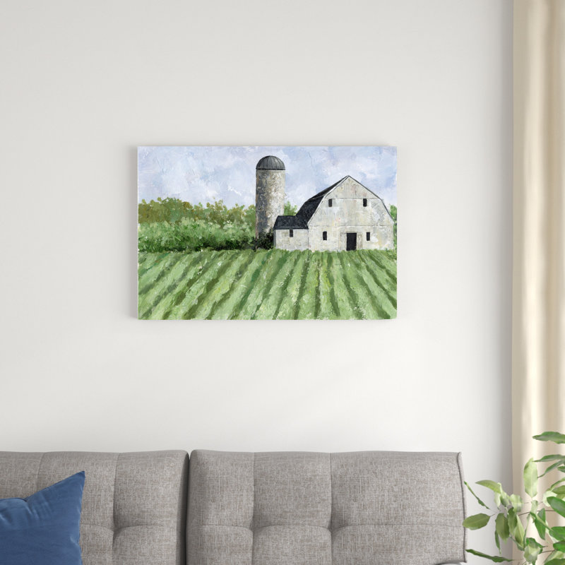 " Painted Barn Green Field ", 20" H x 30" W
